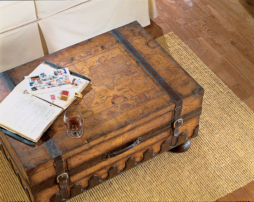 Butler Specialty Company Vasco Old World Map Wood Trunk Table