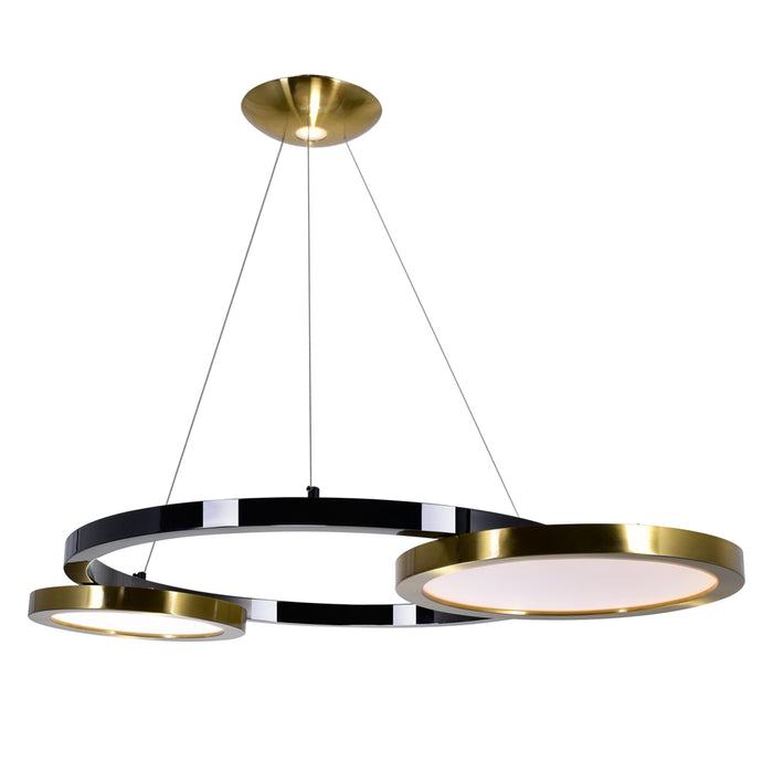 LED Chandelier with Brass & Pearl Black Finish