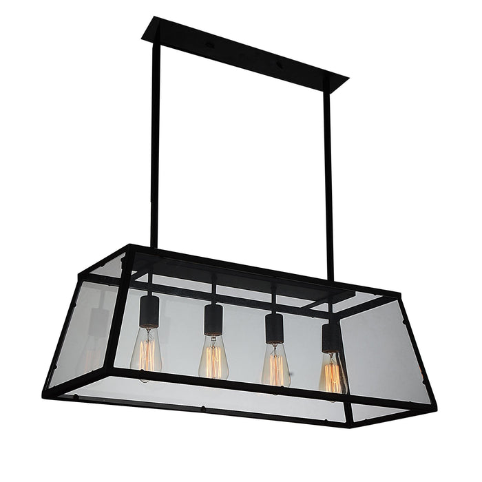 4 Light Down Chandelier with Black finish