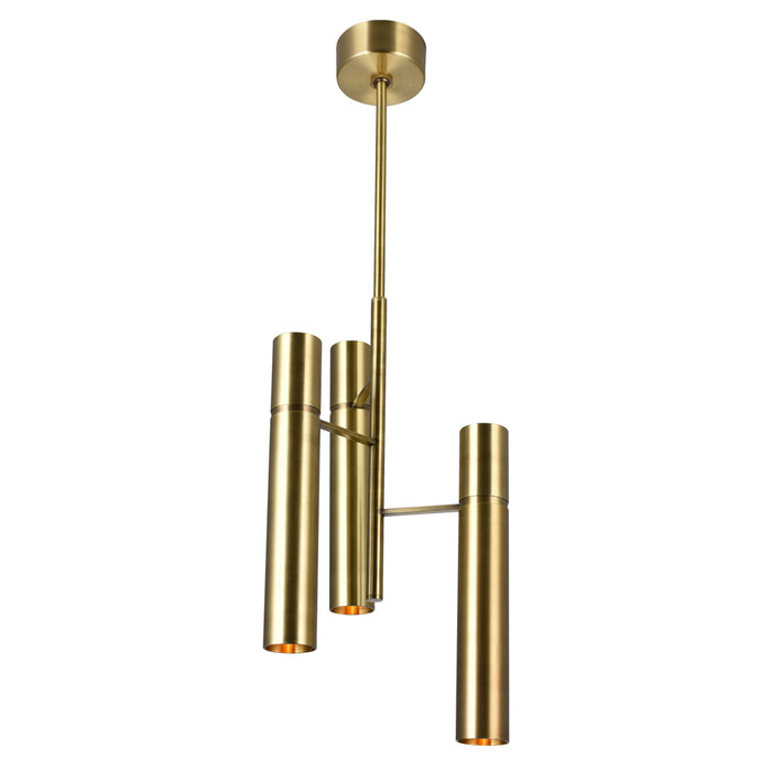 6 Light Down Mini Chandelier with Brass Finish