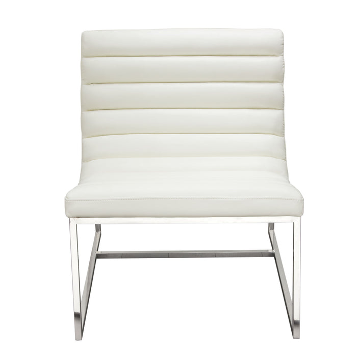 Bardot Lounge Chair w/ Stainless Steel Frame by Diamond Sofa - White