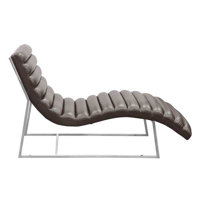 Bardot Chaise Lounge w/ Stainless Steel Frame by Diamond Sofa - Elephant Grey