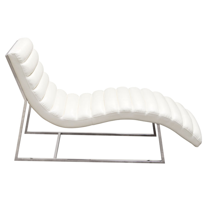 Bardot Chaise Lounge w/ Stainless Steel Frame by Diamond Sofa - White