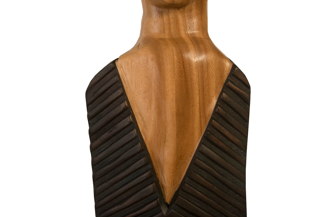 Vested Male Sculpture, Small, Chamcha, Natural, Black, Copper