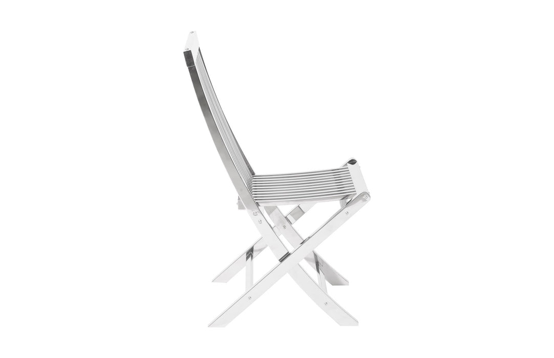 Slatted Folding Chair, Stainless Steel