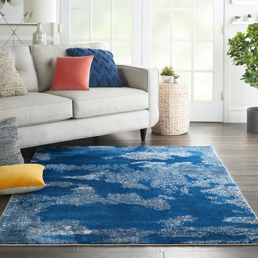 Nourison Etchings 4' x 6' Blue Abstract Area Rug