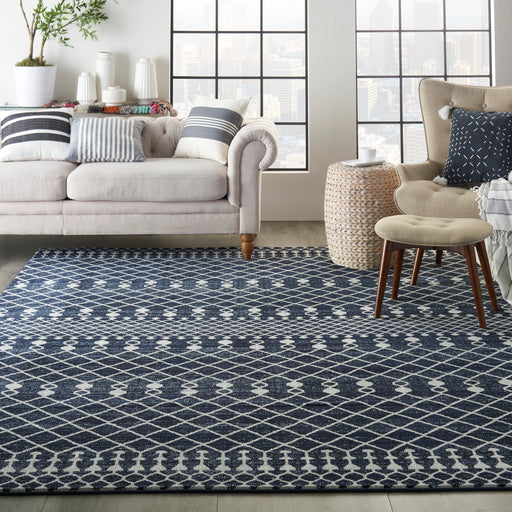 Nourison Palermo 7' x 10' Navy and Grey Distressed Bohemian Area Rug