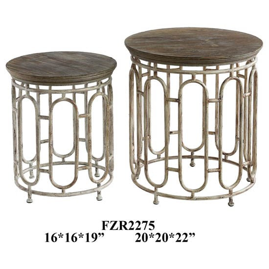 Allyson Textured Metal And Wood Set Of Tables