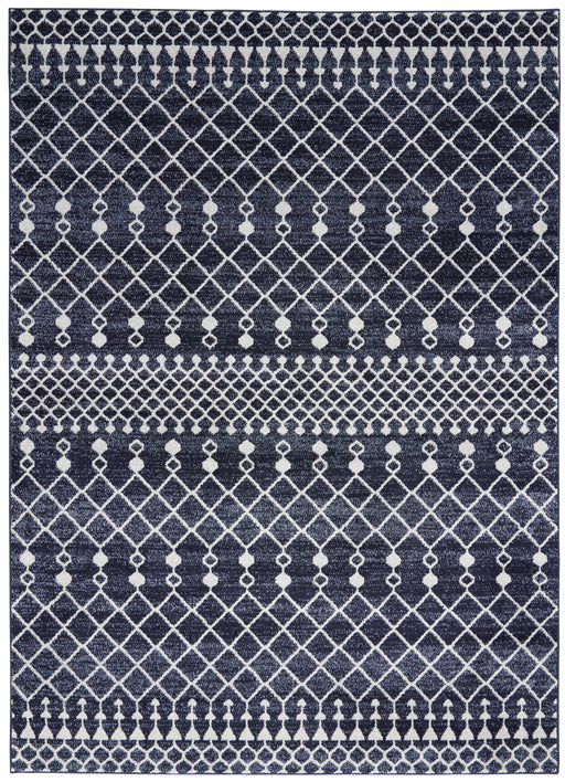 Nourison Palermo 5' x 7' Navy and Grey Distressed Bohemian Area Rug