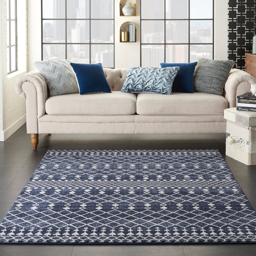 Nourison Palermo 4' x 6' Navy and Grey Distressed Bohemian Area Rug