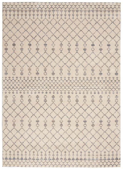 Nourison Palermo 3' x 5' Beige and Grey Distressed Bohemian Area Rug