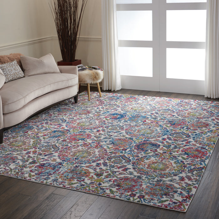 Nourison Ankara Global ANR06 Blue and Ivory 9'x12' Oversized Low-pile Rug